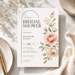 Elegant Arch Floral Bridal Shower Invitation .