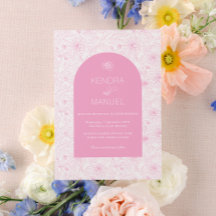 Elegant Arch Floral Toile Blush Pink Wedding