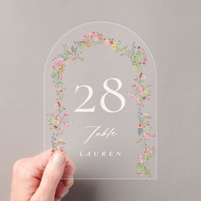 elegant Arch floral Wedding Acrylic Table Numbers (Insitu (Handheld))
