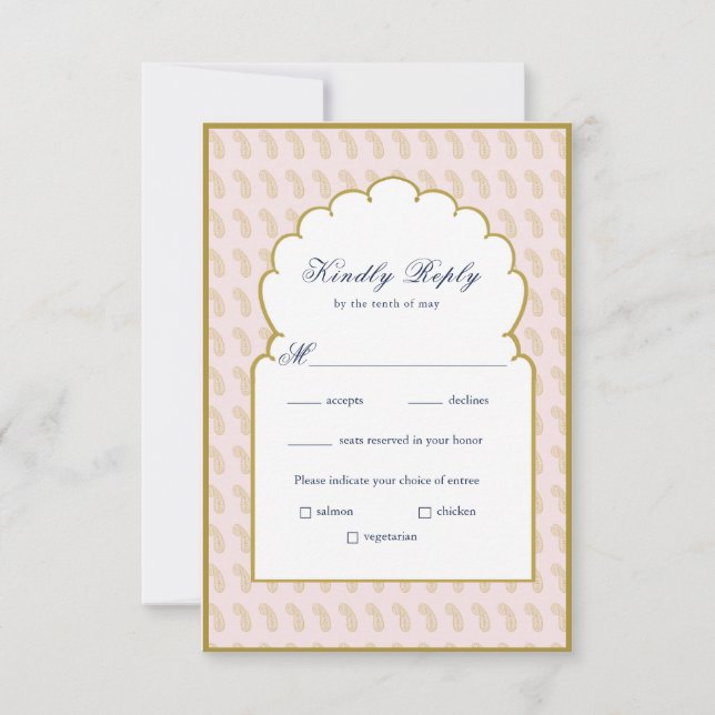 Elegant Arch frame Pink Indian wedding  RSVP Card (Front)