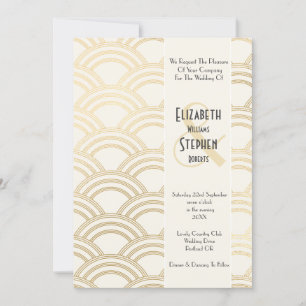 Elegant Arch Gatsby Art Deco 1920's Ivory & Gold Invitation