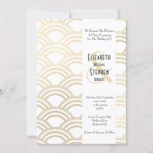 Elegant Arch Gatsby Art Deco 1920's White & Gold Invitation