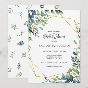 Elegant Arch Greenery Floral Foliage Bridal Shower Invitation