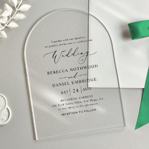 Elegant Arch Minimalist Wedding Acrylic Invitations