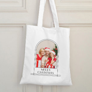   Elegant Arch Personalized Family Photo Christmas Tote Bag
