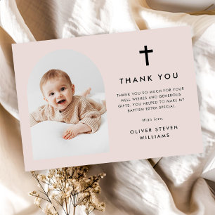 Elegant Arch Photo Baptism Thank You Card