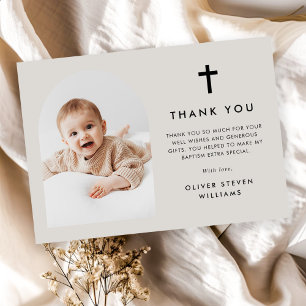Elegant Arch Photo Baptism Thank You Card