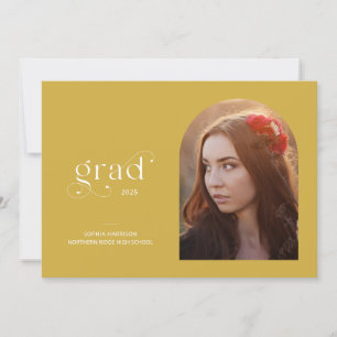 Elegant Arch Photo Earthy Yellow Graduation Party Invitation