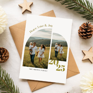 Elegant Arch Photo Family Christmas Greetings Holiday Card