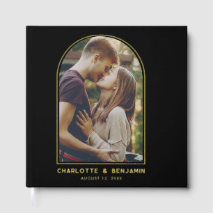 Elegant Arch Photo Gold Foil Typography Wedding Guest Book