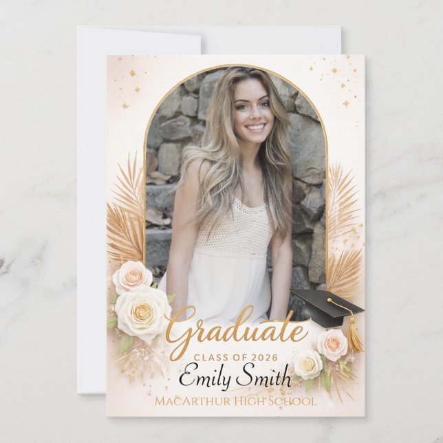 Elegant Arch Photo Graduation Announcement (Front)