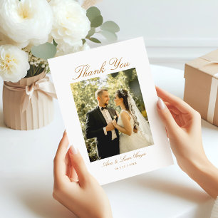 Elegant Arch Photo Minimal Script Thank You Card