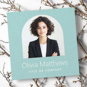 Elegant arch photo modern professional aqua blue  square business card