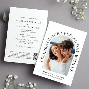 Elegant Arch Photo QR Code All In One Wedding Invitation