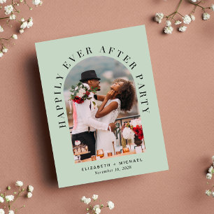 Elegant Arch Photo Sage Wedding Reception Invitation Postcard
