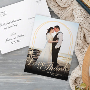 Elegant Arch Photo Script Modern Love Thanks Postcard