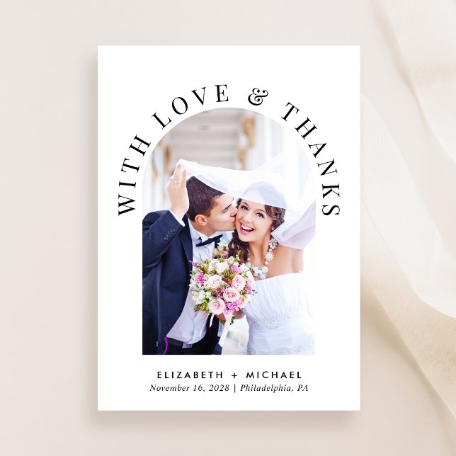 Elegant Arch Photo Wedding Thank You Card (Creator Uploaded)