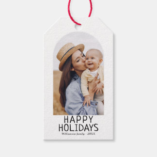 Elegant Arch Photo Winter Holiday  Gift Tags