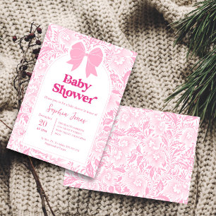 Elegant Arch Pink Floral Baby Shower Invitation