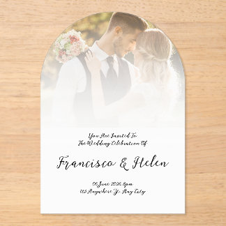 Elegant Arch-Shaped Custom Photo Wedding Acrylic Invitations