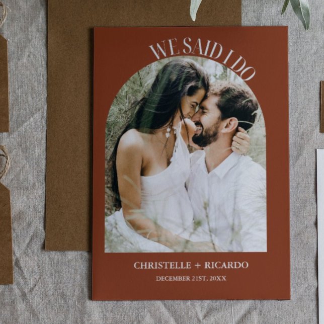 Elégant Arch Terracotta elopemente faire-part (Créateur téléchargé)