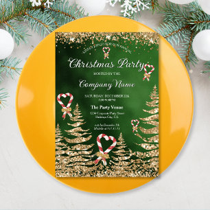 Elegant Arched Gold Glitter Pine Corporate Party Invitation
