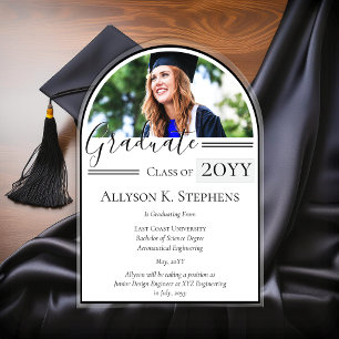 Elegant  Arched Photo Grad Graduation Announcement