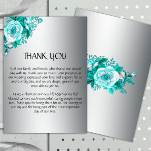Elégant Argent et Aqua Rose Merci Mariage