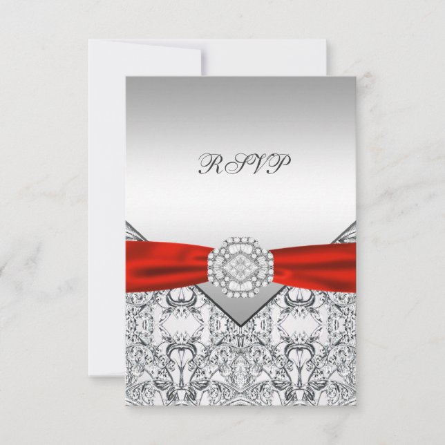 Elégant argent et mariage rouge RSVP (Devant)