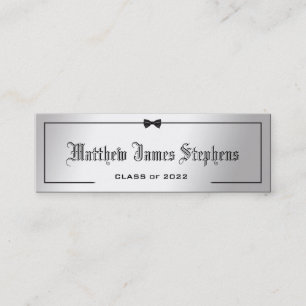 Elégant Argent Formal Graduation Nom Carte Insérer