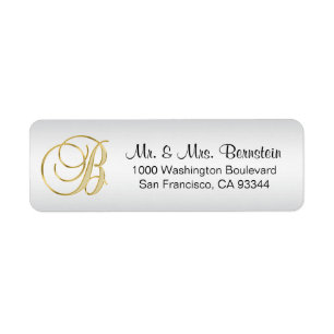 Élégant ARGENT Monogramme Lettre B Adresse de reto