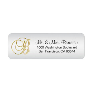 Élégant ARGENT Monogramme Lettre B Adresse de reto