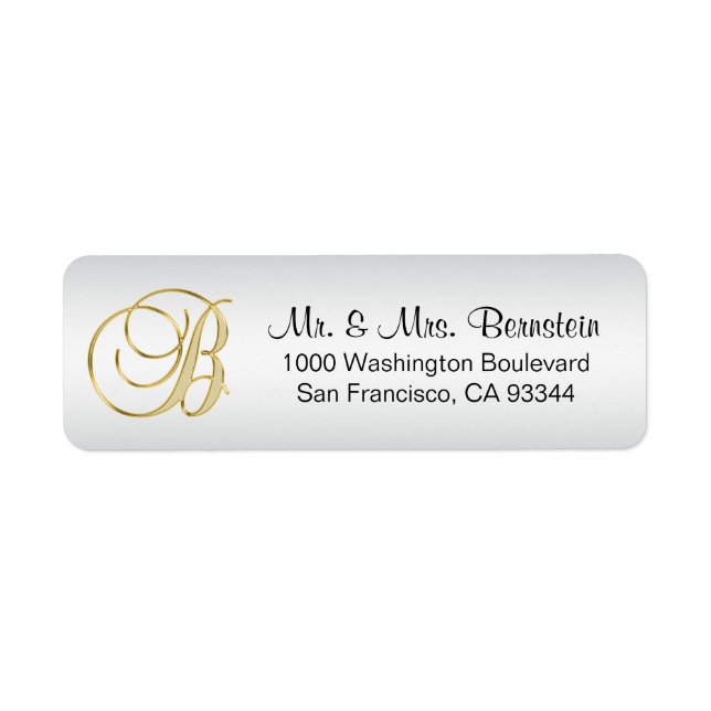 Élégant ARGENT Monogramme Lettre B Adresse de reto (Devant)