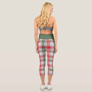 Elegant argyle check pattern capri leggings