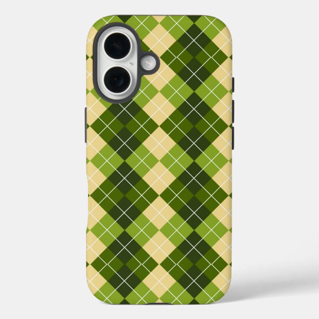 Elegant Argyle Pattern in Green and Yellow Diamond Case-Mate iPhone Case (Back)