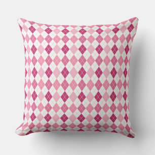 Elegant Argyle Pattern: Pink and Purple Delight Throw Pillow