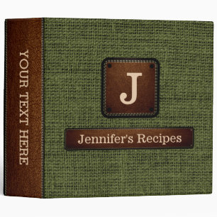 Elegant Army green Burlap Look Binder