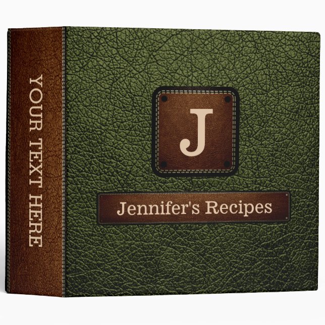 Elegant Army green Leather Look Binder (Front/Spine)