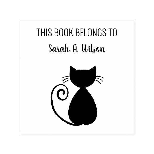 Elegant Art Cat Book Belongs Personalized Book Self-inking Stamp (Design)