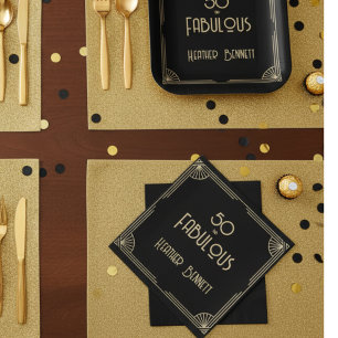 Elegant Art Deco 50 and Fabulous Birthday  Napkin
