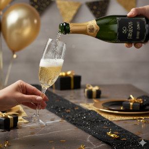 Elegant Art Deco 50 and Fabulous Birthday Sparkling Wine Label