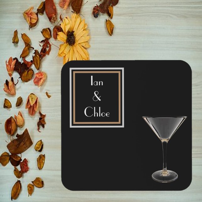 Elegant Art Deco Black Martini Glass Coaster (Creator Uploaded)