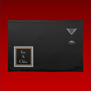 Elegant Art Deco Black Martini Glass Placemat