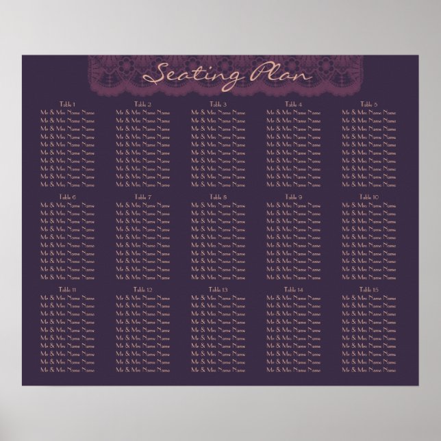 Elegant art deco black orchid seating chart (Front)