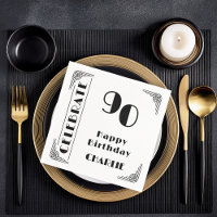 Elegant Art Deco Black & White 90th Birthday Party