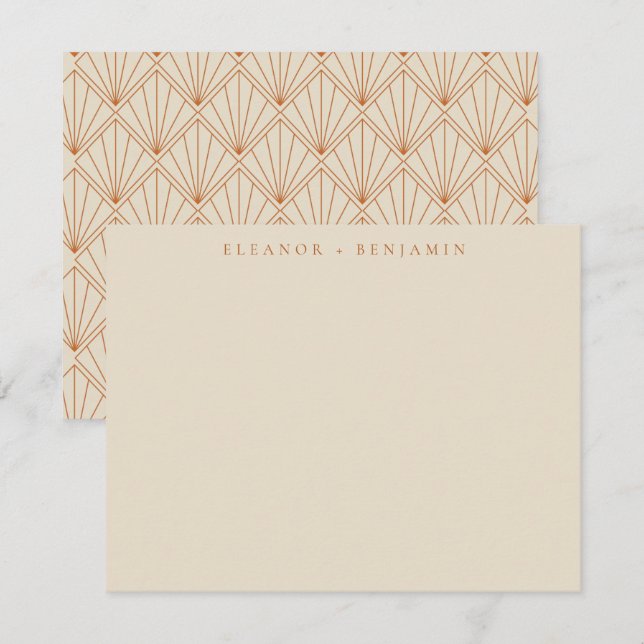 Elegant Art Deco Burnt Orange Wedding Custom Name  Card (Front/Back)