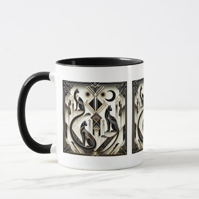Elegant Art Deco cat  Mug (Left)
