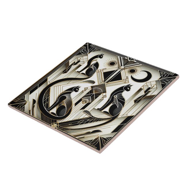 Elegant Art Deco cat  Tile (Side)