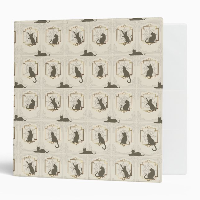 Elegant Art Deco Cats - Beige Binder (Front/Inside)