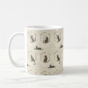 Elegant Art Deco Cats - Beige Coffee Mug